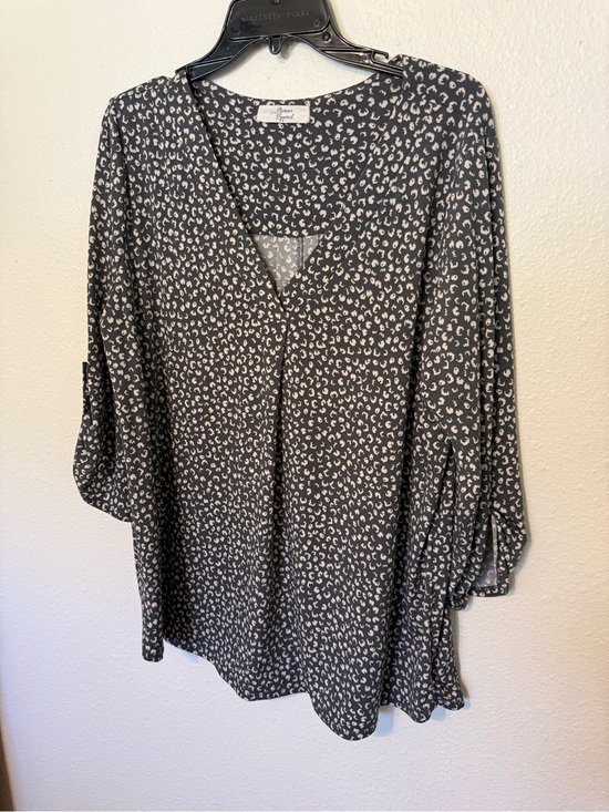 Beacon Apparel Tops - Beason Apparel Leopard Print V Neck Blouse 3/4 Sleeve size 1X